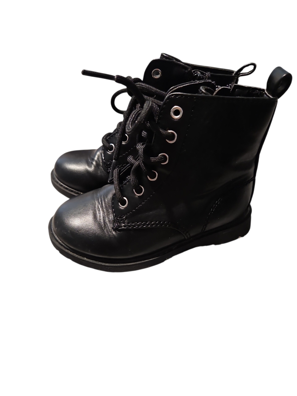 Kids Black Lace-Up Combat Boots Wonder Nation Size 8 C Toddler
